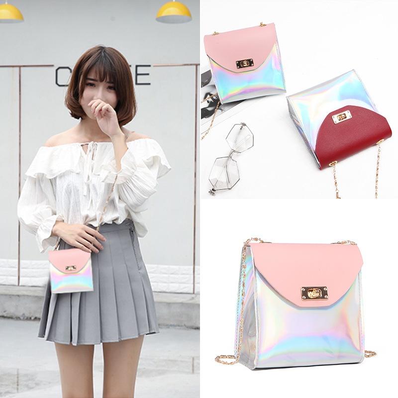 Elegant Fashion Women Mini Chain Bag With Laser Clear Design Shoulder Handbag