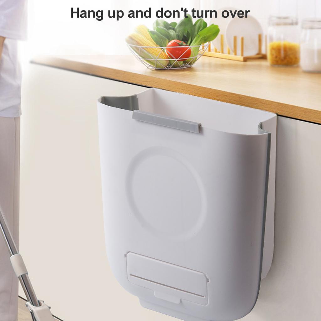 13L Wall Mounted Kitchen Trash Can Foldable Hanging Waste Bin for Cabinet & Bathroom