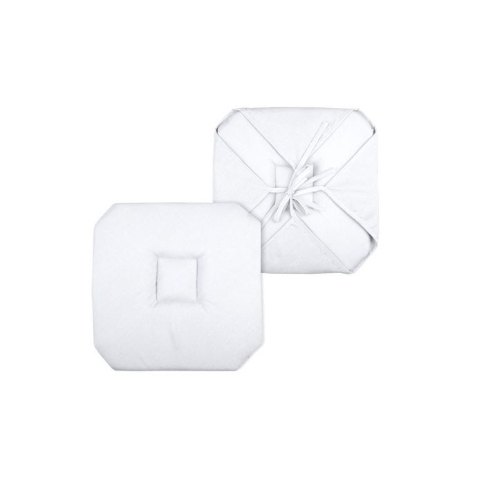 Coussin Galette De Chaise - 40x40cm - Blanc - 4 Rabats - 100% Polyester Chiné