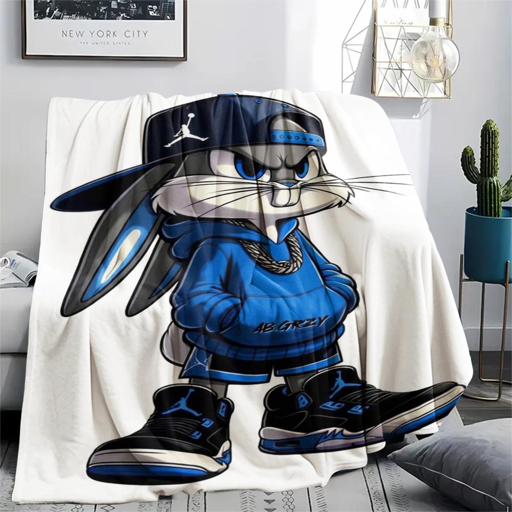 1PC Bugs Bunny Print Flannel Blanket, High quality Comfortable for All Seasons, Home Decor, Warmth and Comfort, Perfect for Christmas Gifts