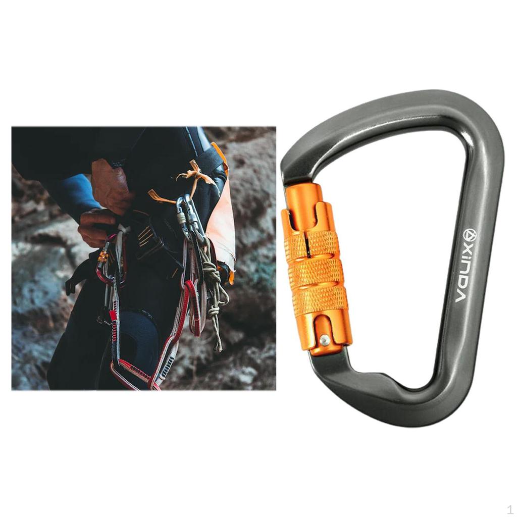 30kN Carabiner Clip, D Shaped Aluminum Alloy Sturdy, Carabiners Hook for Rappelling Backpacking