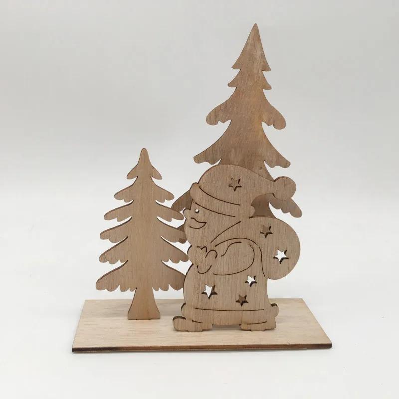 Christmas Decoration Wood Slices with Stand Christmas Wooden Tree/Elk Deer Crafts for DIY Christmas Ornaments Kids Gifts