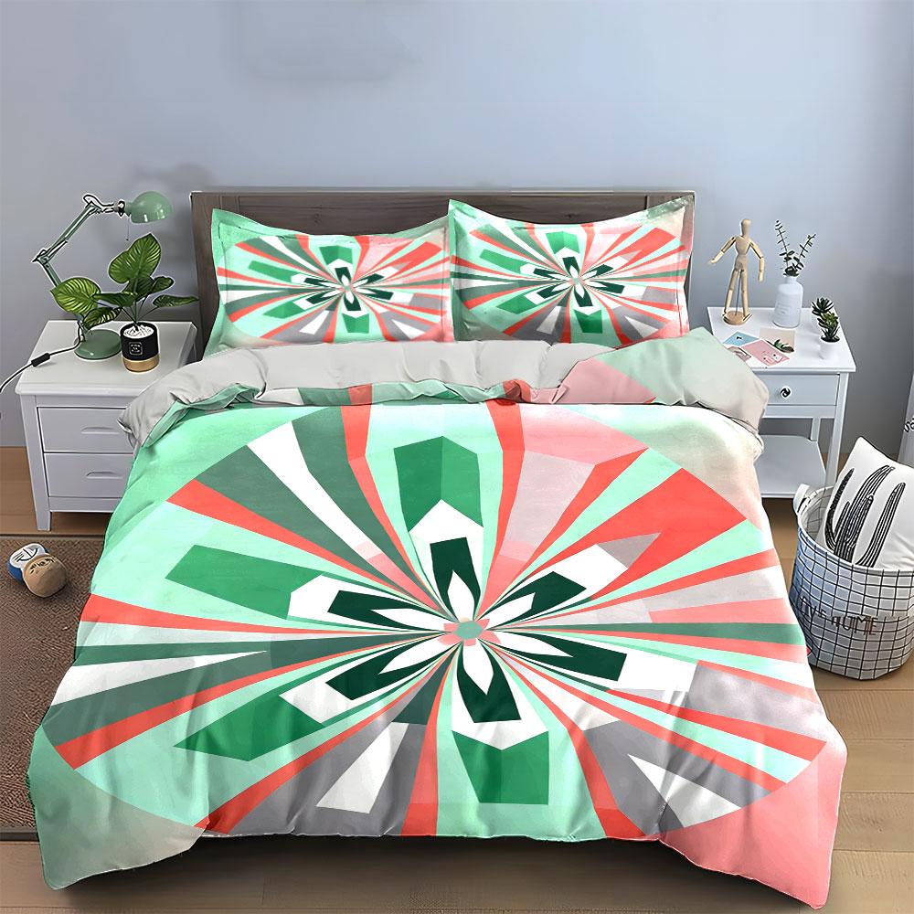 Geometric Pattern Home Decor Set Soft Comfortable Duvet Cover Bedding Set Included 1*Duvet Cover & 2*Pillowcases, Gift