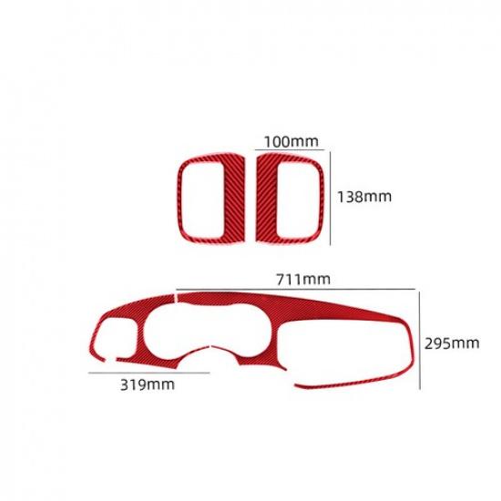 4pcs Red Carbon Fiber Car Front Dashboard Panel Cover For Dodge Charger 2015-22