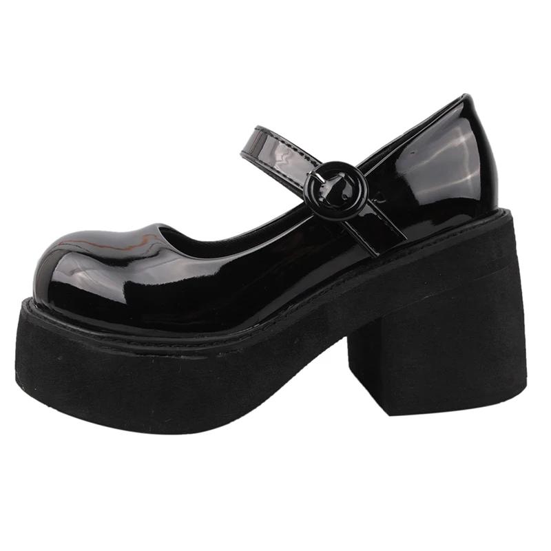 Fashion Platform Thick High Heel Women Mary Jane Shoes Fashion Shallow Round Toe JK Single Shoes Ladies Dancing Party Prom Footwear