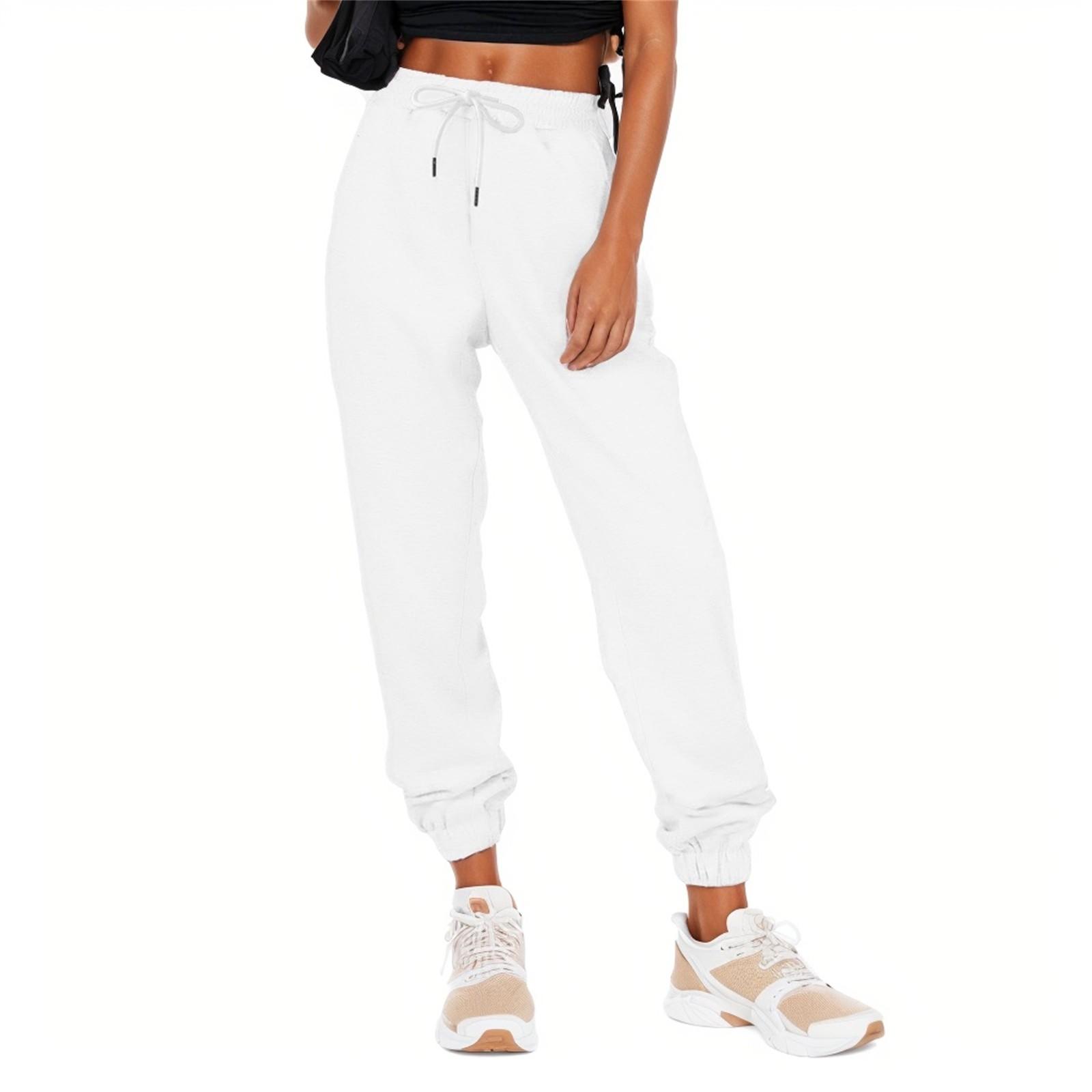 

Женские модные повседневные спортивные штаны с завязками на талии и карманами, однотонные повседневные спортивные штаны с завязками XXXL белый