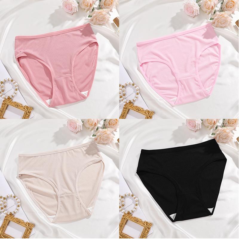 FINETOO 4 Stück/Set Sexy Damen Slips mit mittlerer Taille Sexy Atmungsaktive Unterwäsche Hochelastische Sportslips Mädchen Bequeme Lingerie