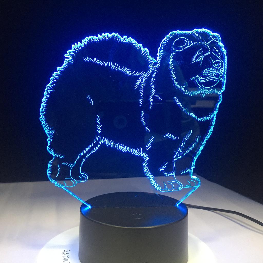 Factory Dropshipping ODM Rechargeable Touch Switch Dog Arylic Panel Box Table Night Lamp  16 Colors Change 3D LED Light