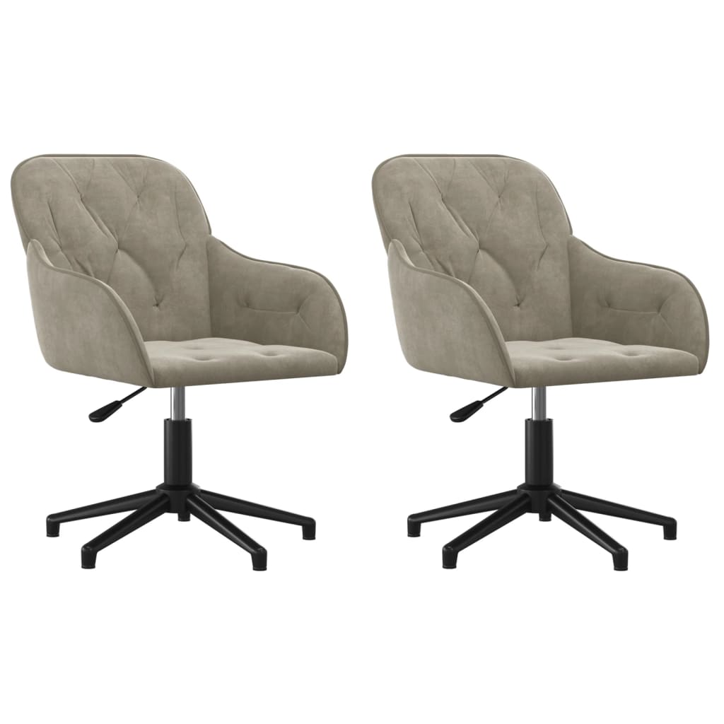 Vidaxl Swivel Dining Chairs, 2 Pcs, Light Gray, Velvet