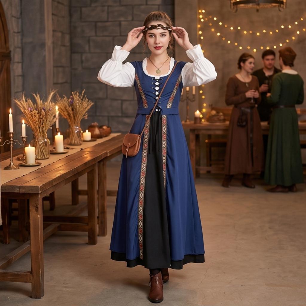 Women's Vintage Corset Dress for Halloween Costume Party
