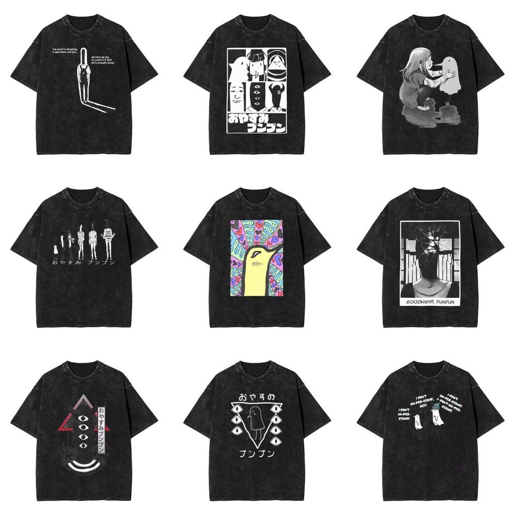 T-shirt Lavata Oyasumi Punpun Anime Giapponese T-shirt Oversize Buonanotte Punpun Streetwear Top Grafici Magliette Per Uomo Donna