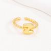Adjustable 18K Gold Bubble Beaded Open Ring with 26 Alphabet Options