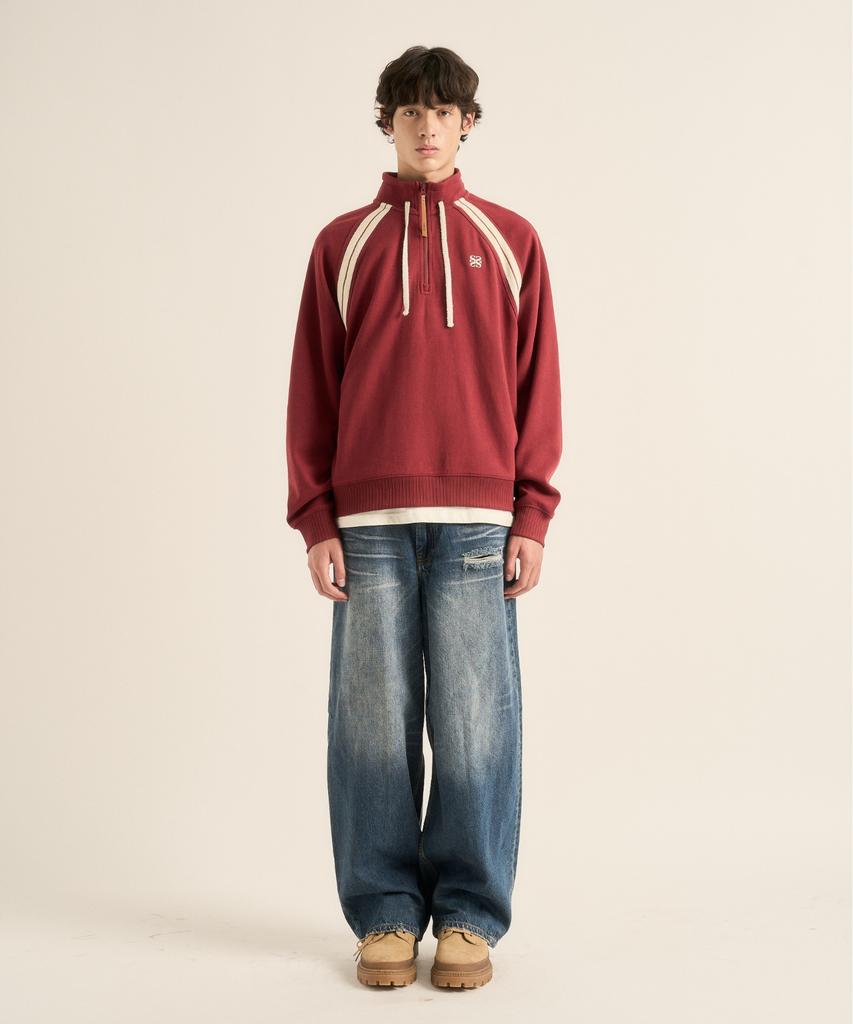 Seteo Lawton Half Zip Sweatshirt Burgundy