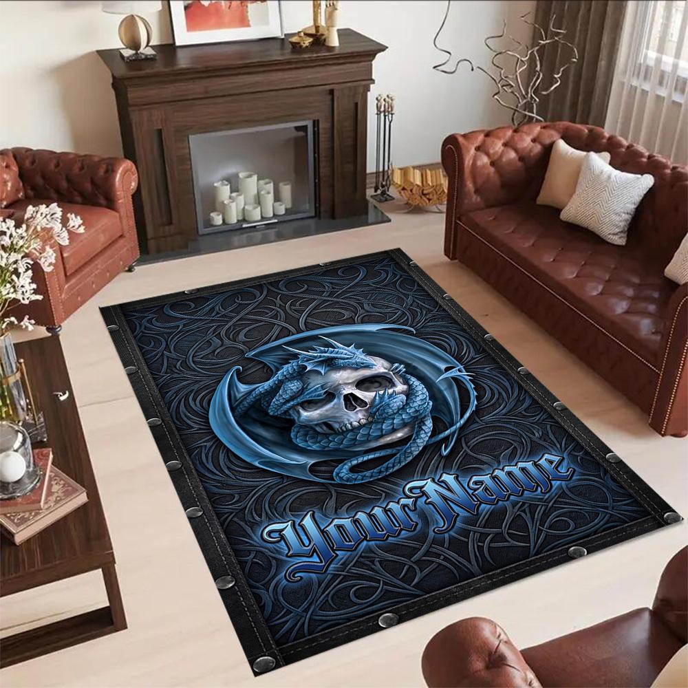 Gothic Illustrations Customize Your Name Floor Rug Office Rug Design for Dining Room Playrooms Outdoor Bedrooms Antislip Carpet Office home decor