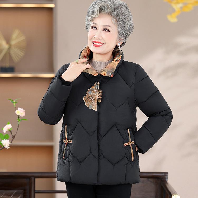 

Зимнее женское пальто в национальном стиле для бабушки, осенне-зимняя одежда для мамы с хлопковой подкладкой, набитая и утолщенная, хлопковая одежда с подкладкой для пожилых 5XL чёрный