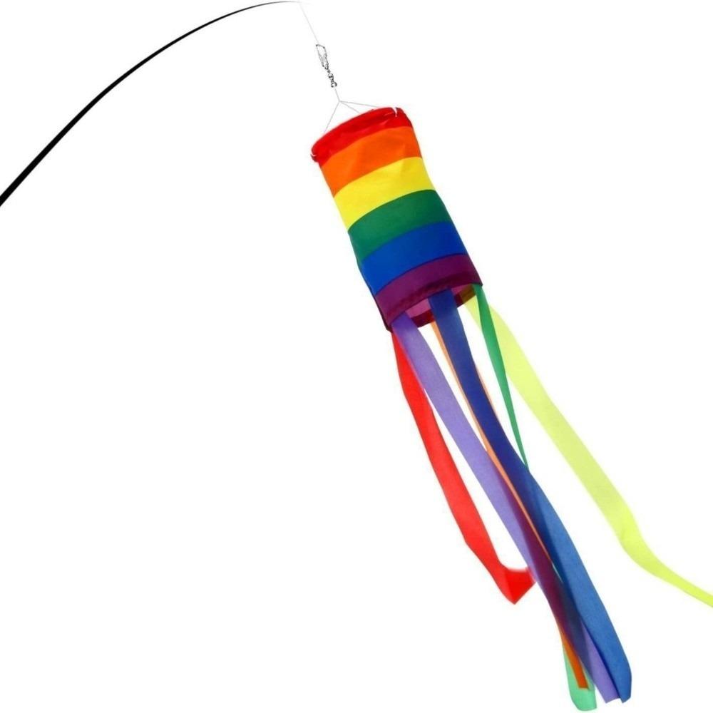 100cm Rainbow Windsock Flag Large Hanging Windsock Decorative Flag Colorful Courtyard Screen Printing Flag