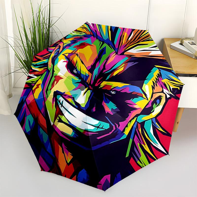 

1pc Colorful Pop Art Character Outdoor Umbrella - Automatic Opening/Closing, Portable Tri-Fold Design, 8-Rib Iron Frame, Ideal Gift for Fans, Tra