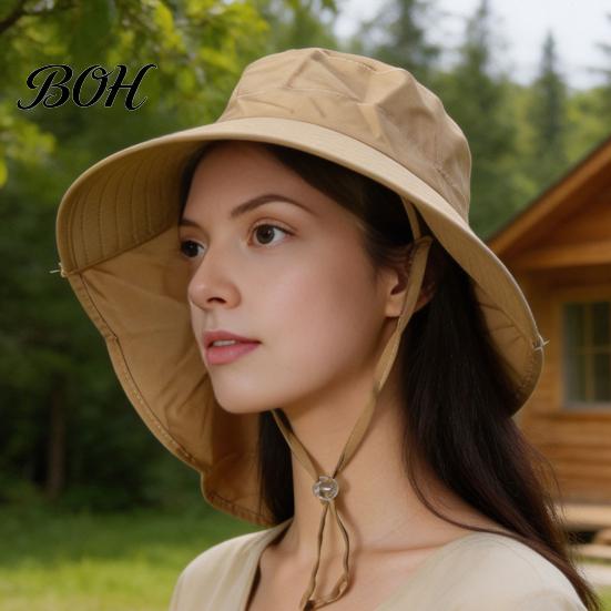 Atmungsaktiver Polyester-Sonnenhut für Damen mit Nackenschutz, breiter Krempe, faltbar, UV-Schutz, Strandhut, für Reisen, Wandern, Pendeln, leichte Sommer-