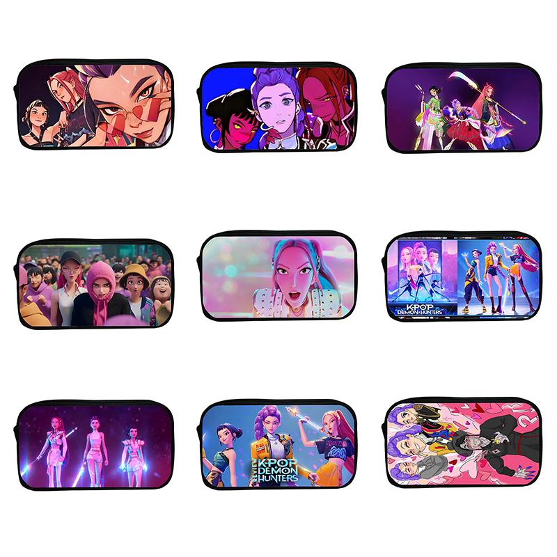Kpop Demon Hunters Student Pencil Case Cartoon Large Capacity Pencil Box Stationery Supplies Girl Cosmetic Storage Bag Gifts