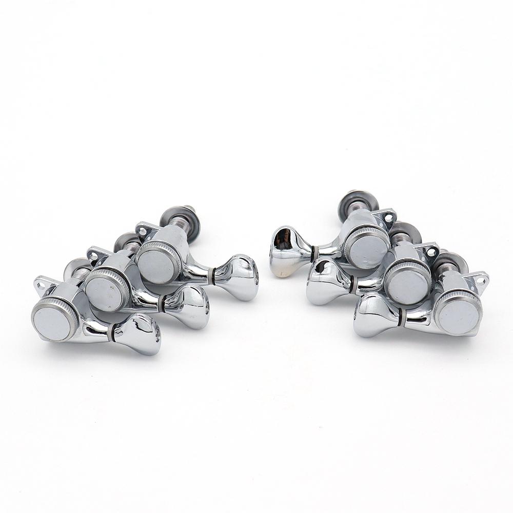 1set Guitar Tuner Electric Guitar Tuning pegs 22 Tooth Lock String Small Fishtail Handle Chrome
