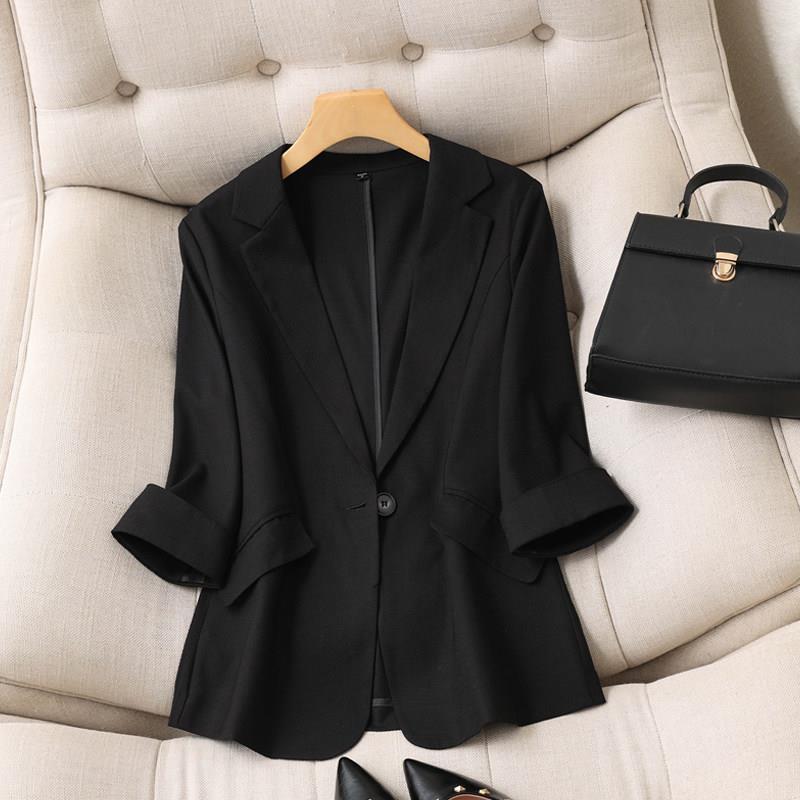 Women's Clothing Korean Style White Blazer Summer Loose Fit Waist Slimming Elegant Office Casual Comfortable