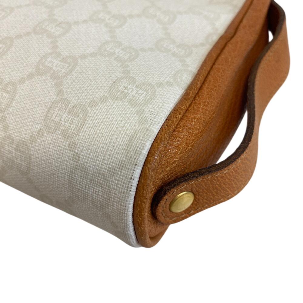 GUCCI Clutch bag pouch old Gucci GG plus PVC coated canvas business bag white PVC coated canvas Women Used