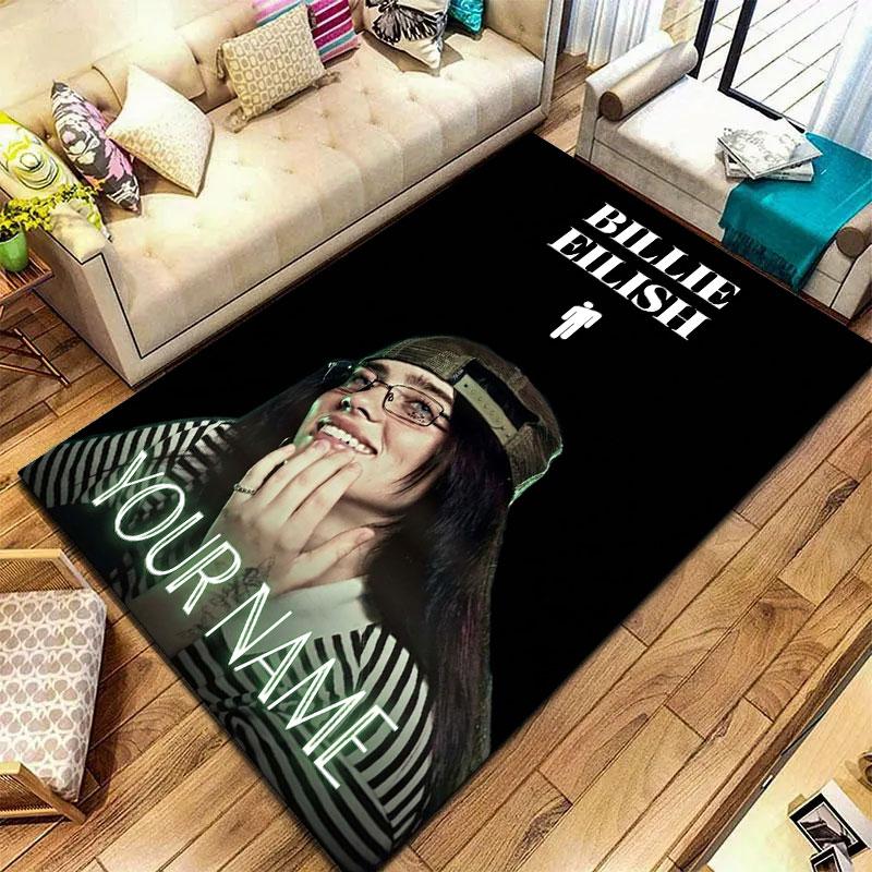 Billie Eilish Custom Name Carpet Rug for Living Room Bedroom Home Sofa Decoration,Kids play Non-slip Floor Mat