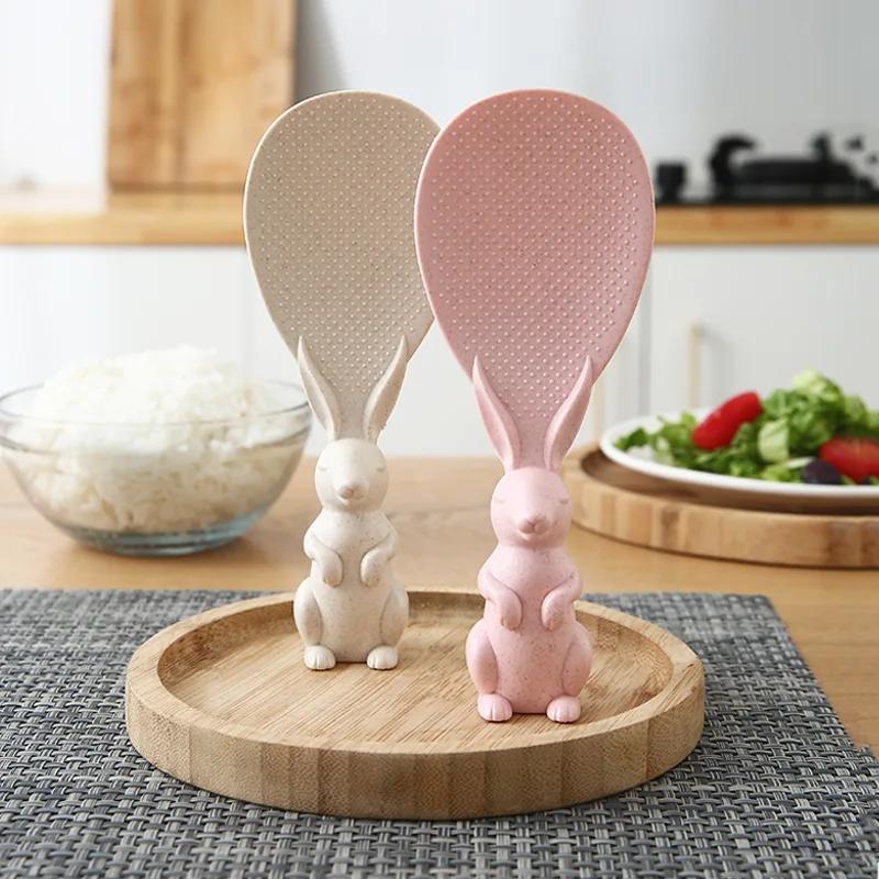 Wheat Straw Rabbit Spoon Can Stand Up Rabbit Rice Shovel  Cooker  Spoon Creative Non-Stick Rice Cartoon Rice Spoon