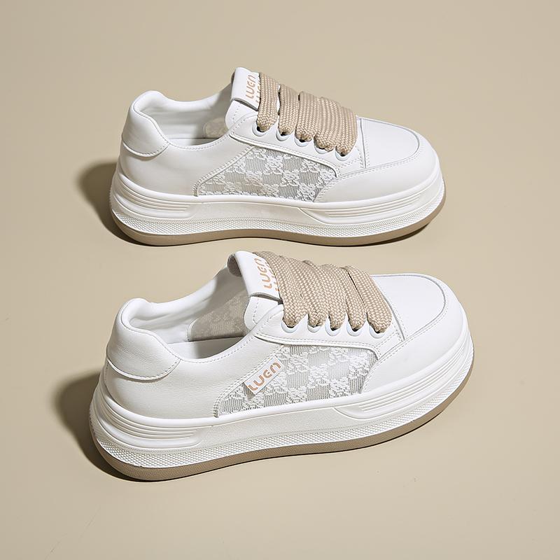 Mode CRLAYDK Klassische Damen-Sneaker Lässige Skateboard-Laufschuhe Plateau Damen Mesh Schnürung Weiß Höhenerhöhung Tennis