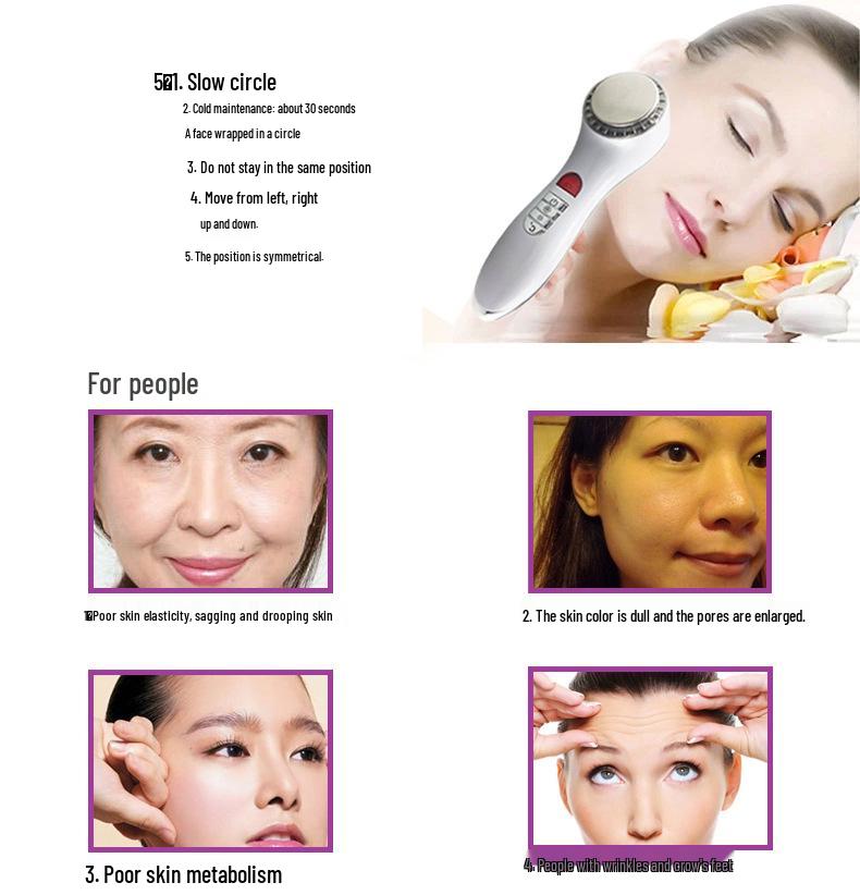 Color Light Vibration Beauty Device: Anti-Wrinkle Skin Rejuvenation Massager with Hot/Cold Therapy and Red/Blue Light