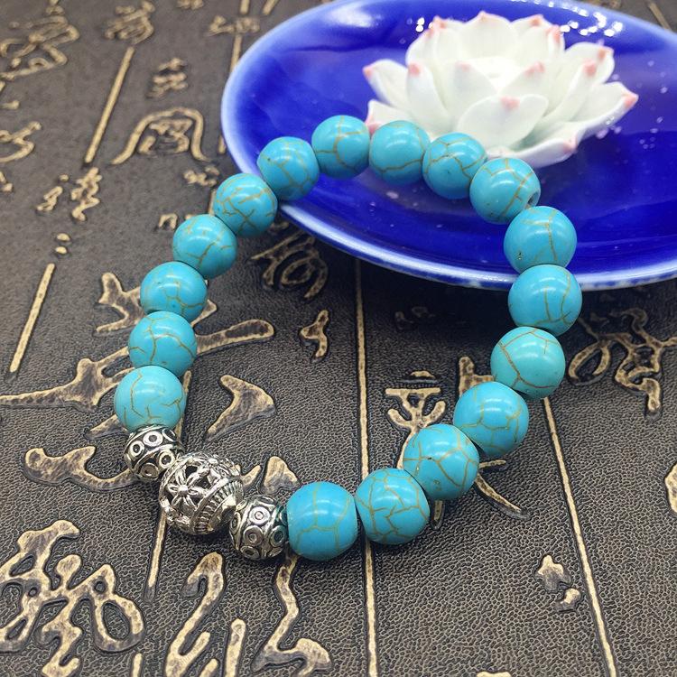 

Ретро модный парный этнический браслет ручной работы красный бирюзовый бирюзовый браслет, тибетское серебро полые бусины для переноса аксессуары бирюзовый