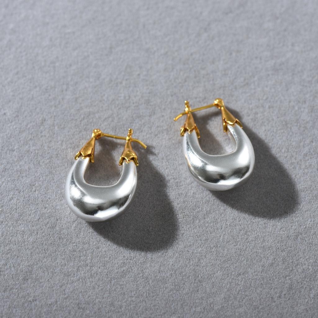 Premium Metal Texture Fashionable U-Shaped Ear Buckle Earrings Niche Design Trend Temperament Color Matching Earrings