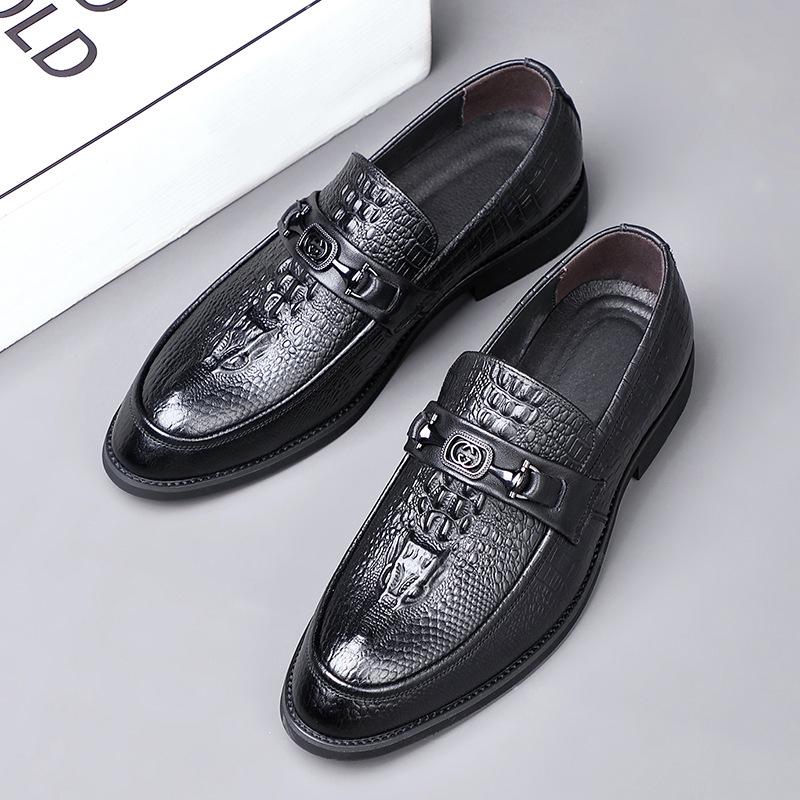 New first-layer cowhide men's leather shoes business dress gentleman pointed British style men's shoes leather men's shoes soft