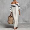 2026 Stand-Up Collar Striped Casual Loose Women's Dress, European & American Style