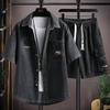 Men's Harajuku Denim Short Sleeve Shirt and Shorts Set 811