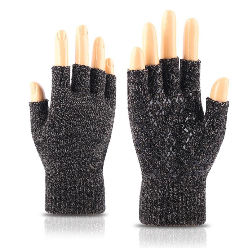 New Half finger Gloves for Men and Women In Autumn and Winter Warm Knitted Yarn Half Finger Gloves To Prevent Cold
