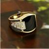 2025 New  Men's Ring Fashion Metal Gold Color Inlaid Black Stone Zircon Punk Rings Suitable  For Men Engagement
