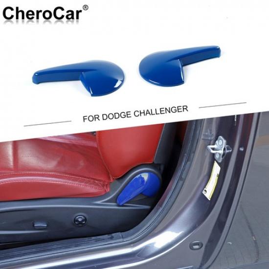2xInterior Seat Adjustment Handle Cover Trim Bezles For Dodge Challenger 10+Blue