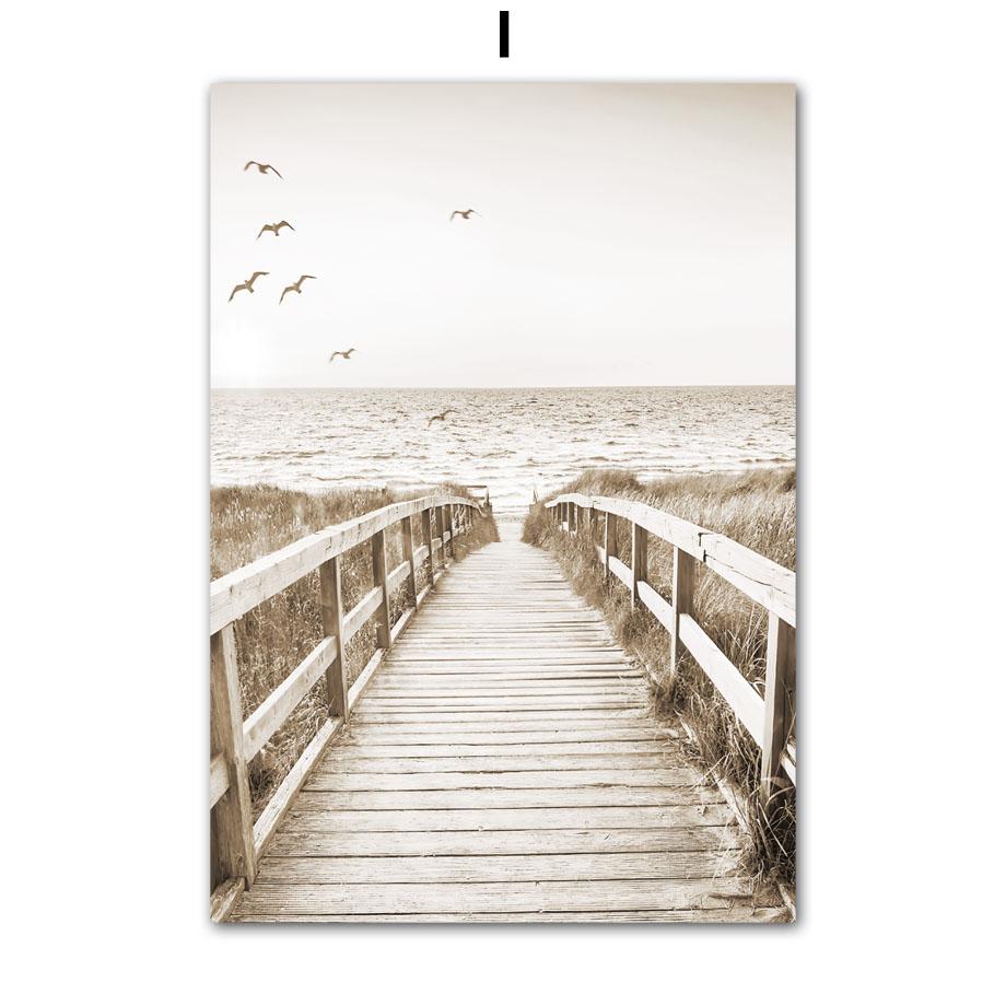 

Настенная картина на холсте, бежевая чайка, пляжный мост, тростниковый одуванчик, украшение для гостиной, постеры и принты, настенные панно для дома A4 21X30cm No Framed