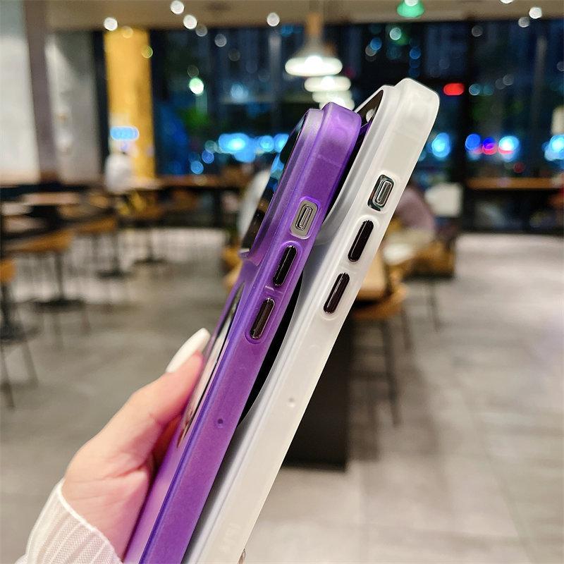 Deluxe Large Window Lens Film Frosted Magnetic Wireless Charging Case for iPhone 14 13 12 11 Pro Max Drop Protection Cover