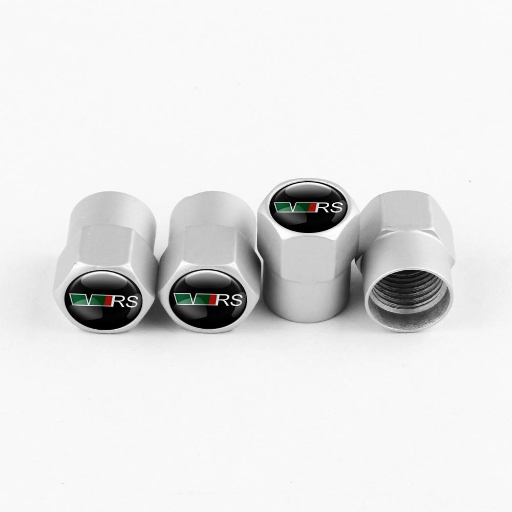 BAUN9 4pcs Car Styling Aluminum Emblem Wheel Tire Valve Stem Air Caps For Skoda Octavia Fabia Rapid Yeti Superb Octavia A5 A7 VRS VII