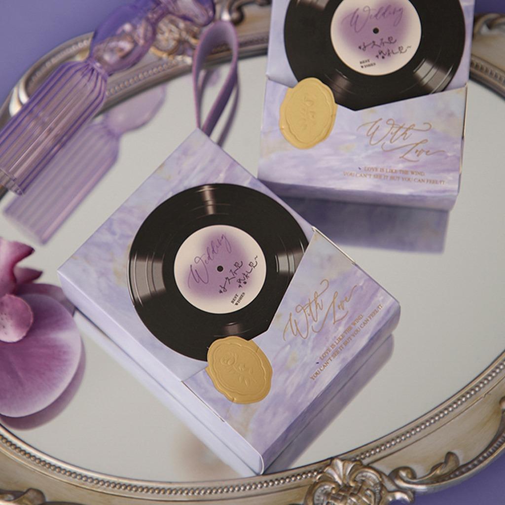 Wedding Favor Gift Box Thickened Record Design Favor Box Empty Paper Box Wax Seal For Wedding Events Return Gifts Wedding
