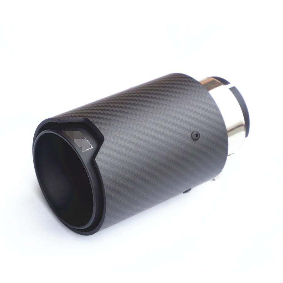 2Pcs All Full Matte Black Universal Car 100% Real Carbon Fiber Exhaust End Tips for BMW 2.5'' in, 3.5'' out With Logo