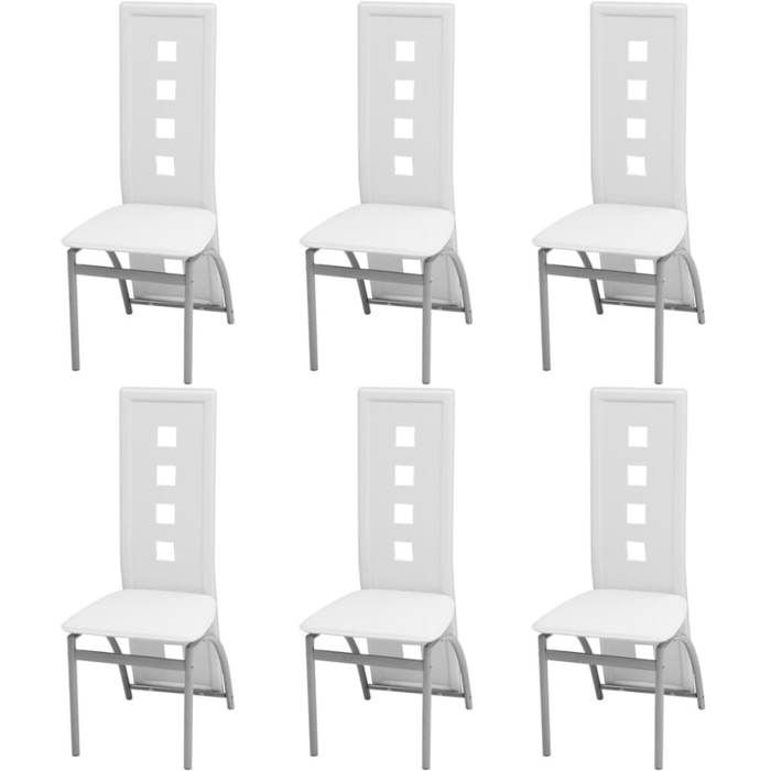 Dining Chairs - VIDAXL - Set of 6 - White Faux Leather - Metal
