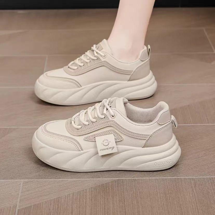 Breathable mesh little white women's shoes bread shoes thick sole versatile and high soft baseplate women's shoes