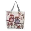 Fashion Owl Canvas Tote Bag With Embroidery And Large Capacity For Daily Use