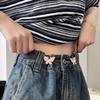 2Pcs  Shiny Diamond Butterfly Shape Adjustable Waist Buckle Jean Buttons Reusable Waist Cincher Clip For Clothing Dresses