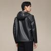 Qipai Men's Hooded Business Casual Leather Jacket