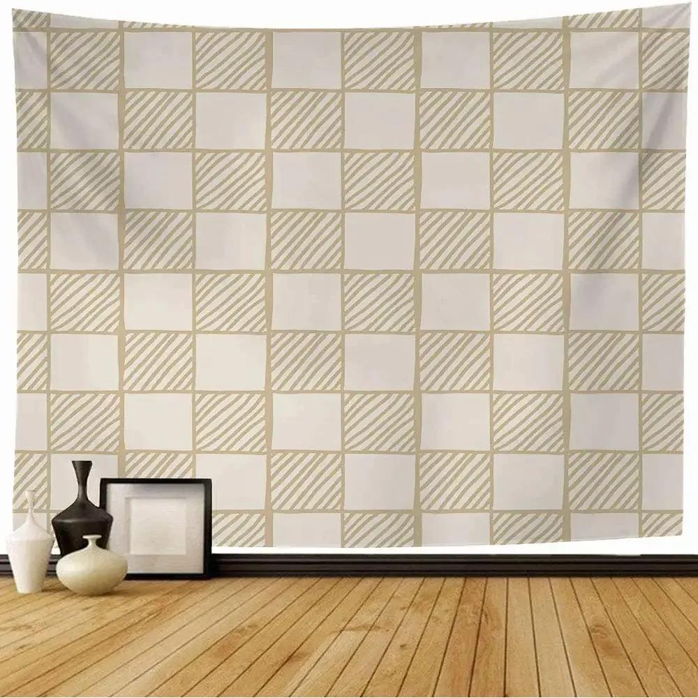 Checkered Tapestry Geometric Squares Style Tapestry Traditional Game Board Tapestry Wall Hanging for Bedroom Living Room Dorm