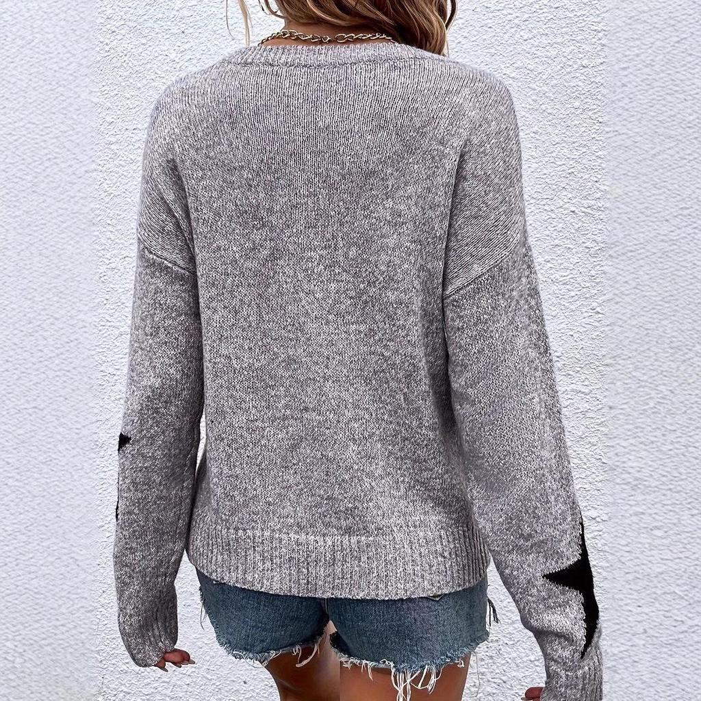 2024 Women's High-End Winter Loose Knit Sweater - New Style, Lazy Round Neck, European & American Fashion.